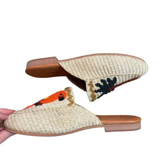 NEW Farm Rio Macaw Beaded Raffia Mule - Picture 4 of 8